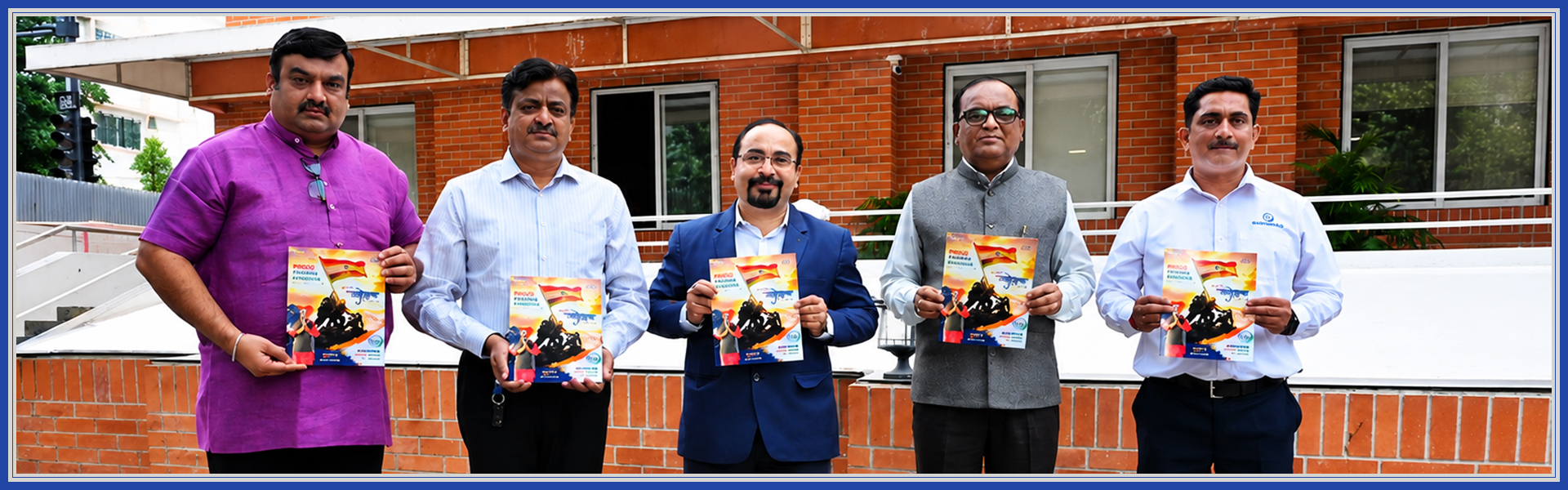 Yashaswi Group leadership and guests unveiling the Independence Day edition of Yashogatha 2026 magazine in Pune